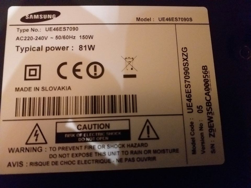 Samsung UE46ES7090 Reparatur. in Schöne Aussicht, Gem Masburg