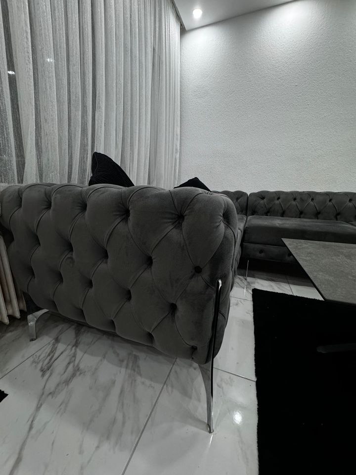 Chesterfield Couch Ecksofa Anthrazit in Heilbronn