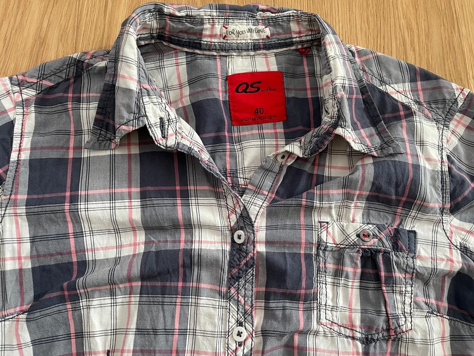 Kurzarm-Bluse kariert Sommer, QS by S. Oliver, Größe 38/40 in Harsefeld