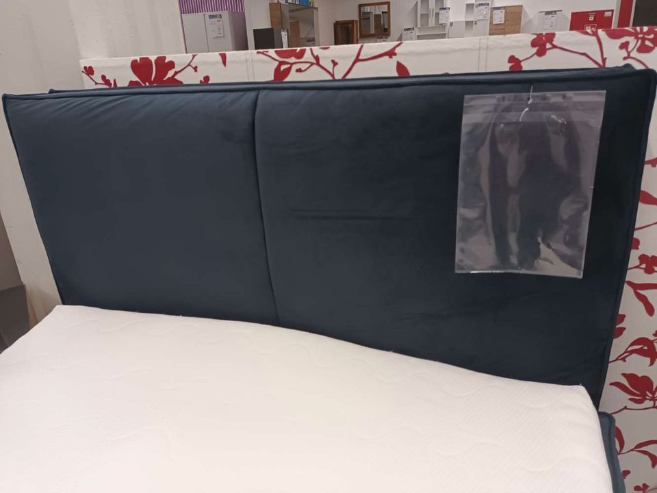 Boxspringbett, dunkelblau, Samt, 140x200cm, statt 1399€ in Meißen