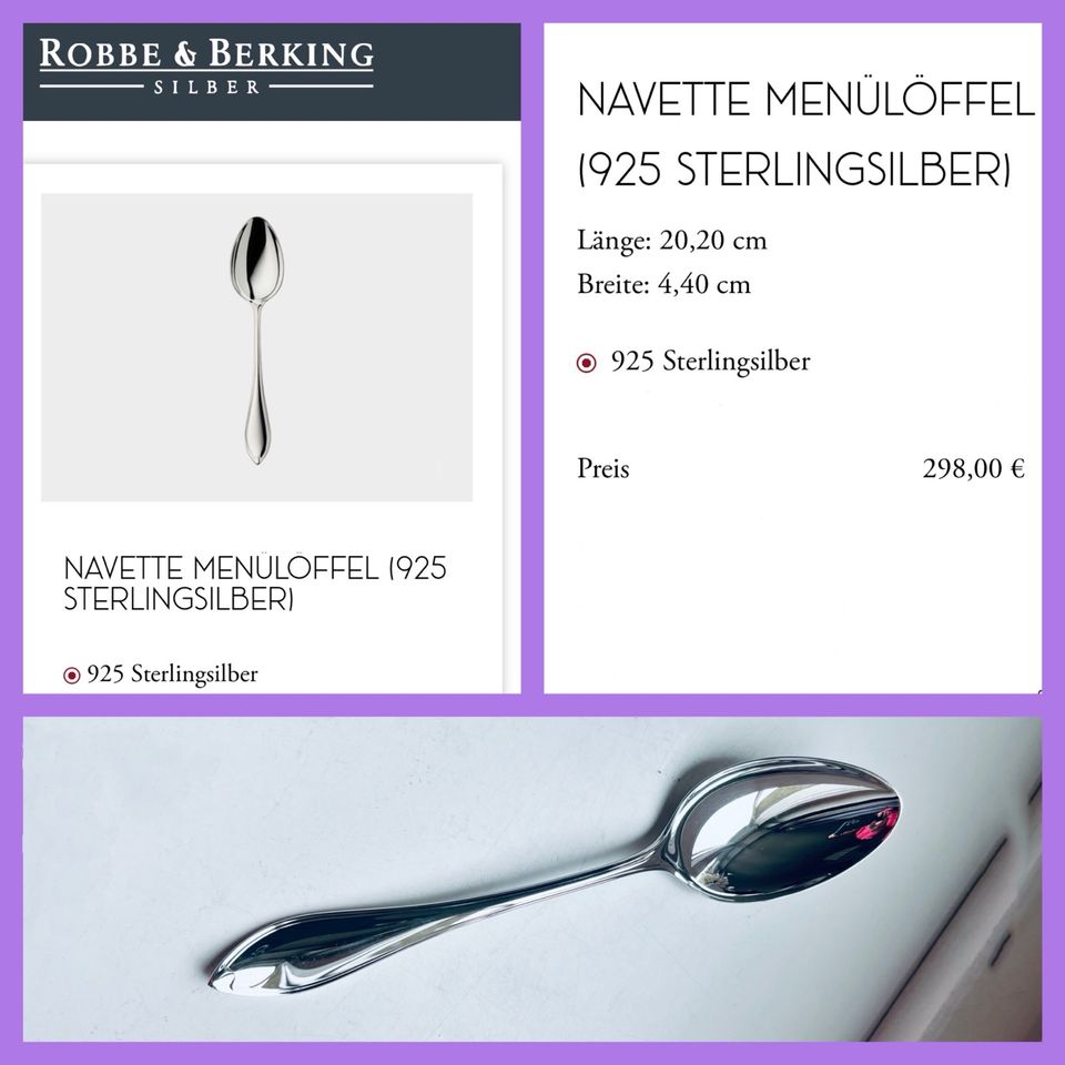 Robbe und Berking R&B Navette Kartoffellöffel 800 Silber & mehr in Düsseldorf