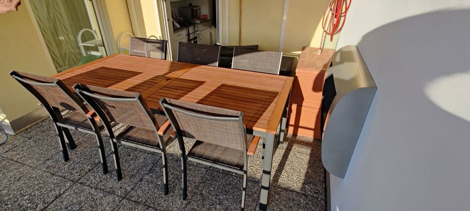4 Balkon-/Terrassen/-Lounge-Stühle mit Textil-Sitzauflagen in Korntal-Münchingen