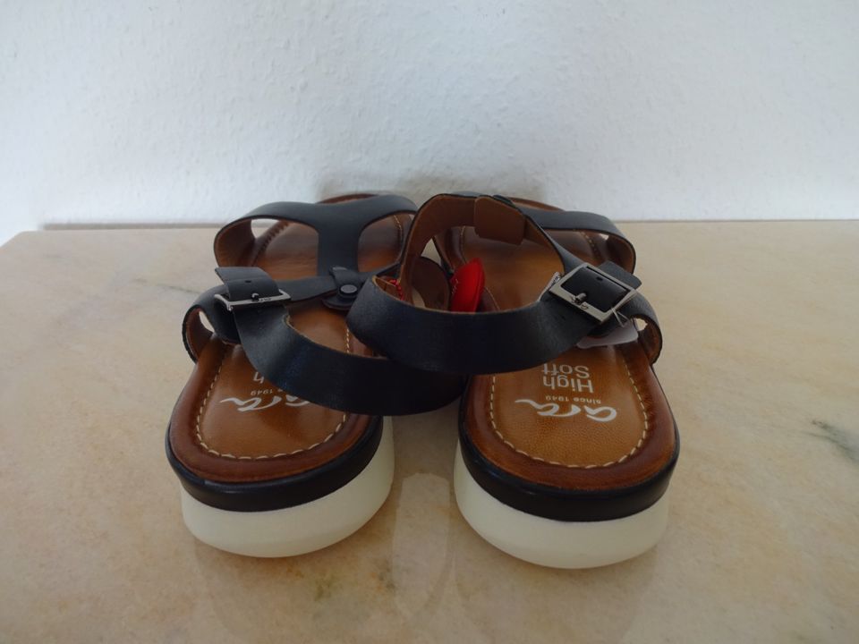 ara High Soft echt Leder Sandalen Sandaletten schwarz 42 UK 8,5 in Pforzheim