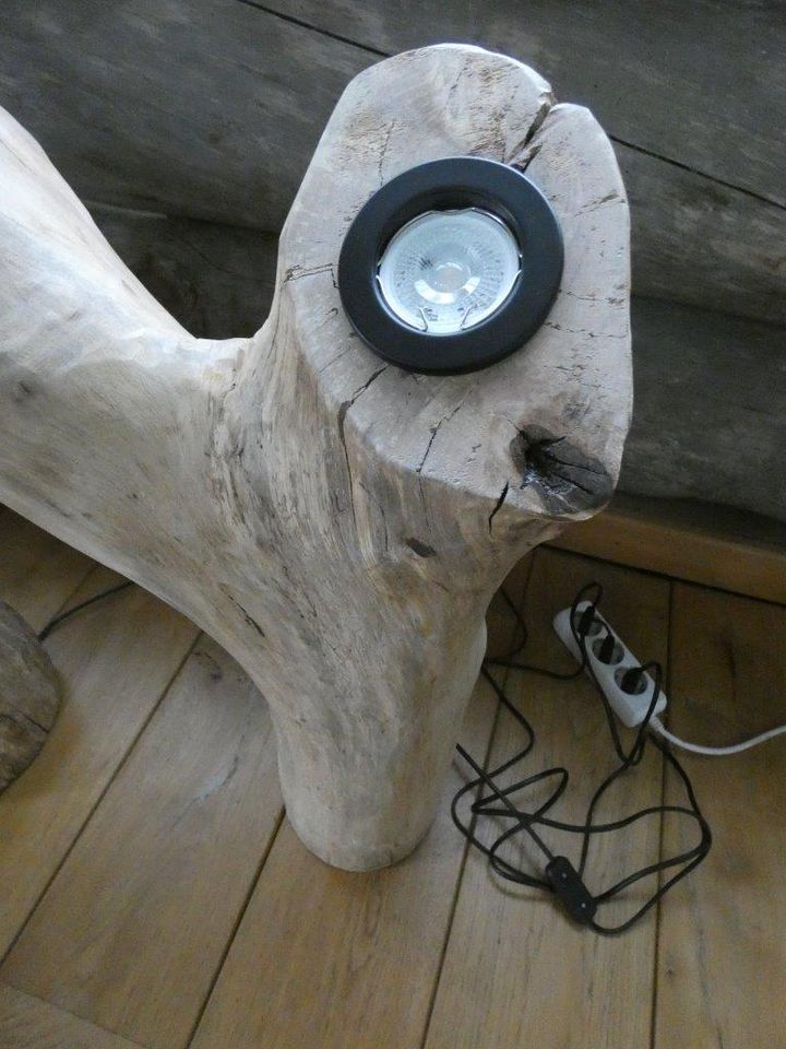 baumstamm lampe stehlampe hangelampe led leuchte gu10 holzbrett in Heinsberg