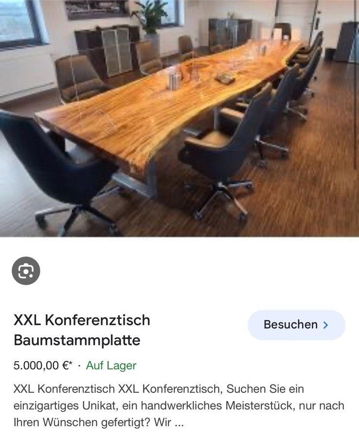 XXL Esche Bohlen Möbel Zimmermann Schreiner Esstisch Selten Tischplatte Epoxy Massivholz Baumkante Konferenztisch in Löbau