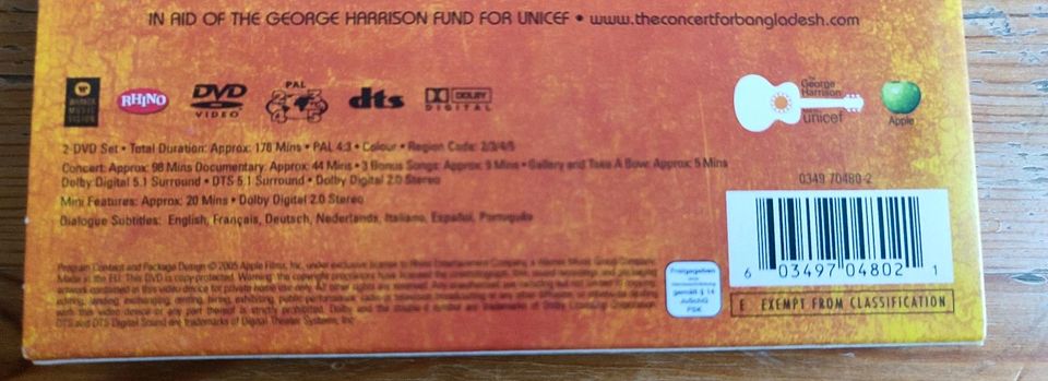 2 DVD Digipak Box George Harrison The concert for Bangladesh 1971 in Köln