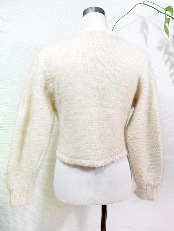 Mohair Strickjacke Gr. 36 - 42 Cardigan Creme Vintage Tracht in Siek