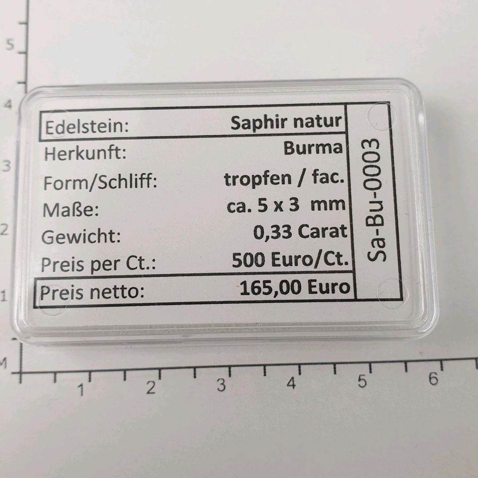 Echter fac. Saphir Tropfen ( 0,33 ct.) 5 x 3 mm / Burma in Recklinghausen