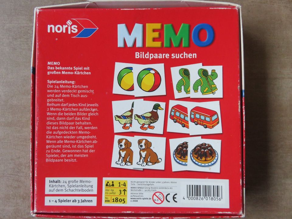 MEMO Spiel Memory große Teile - Bildpaare suchen noris KOMPLETT in Kösching