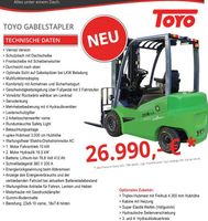 Toyo Elektro - Gabelstapler E25S 4-Rad Lithium Duplex / Triplex Niedersachsen - Winsen (Luhe) Vorschau