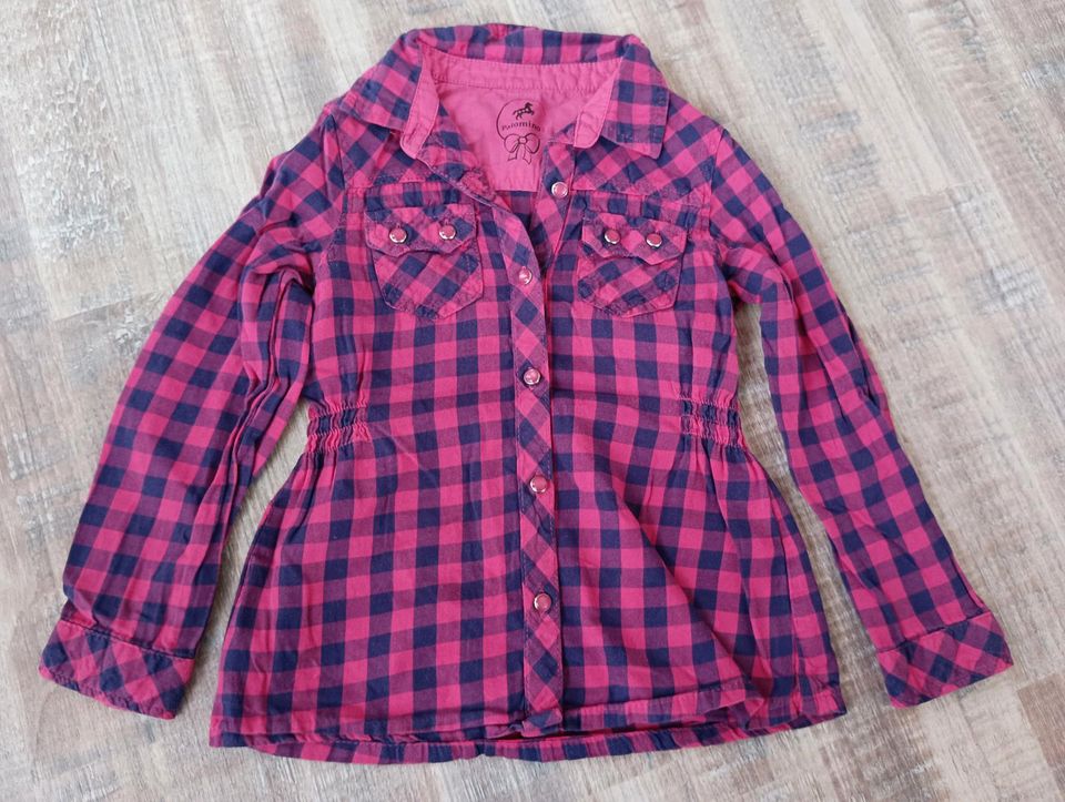 Bluse Größe 110 Benetton C&A langarm rot pink kariert Shirt in Reichertshofen