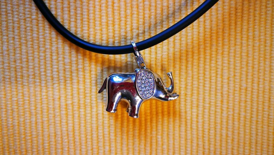 Charm-Anhänger-Elefant,groß,Esprit, 925 Silber und Kautschukkette in Bad Sulza