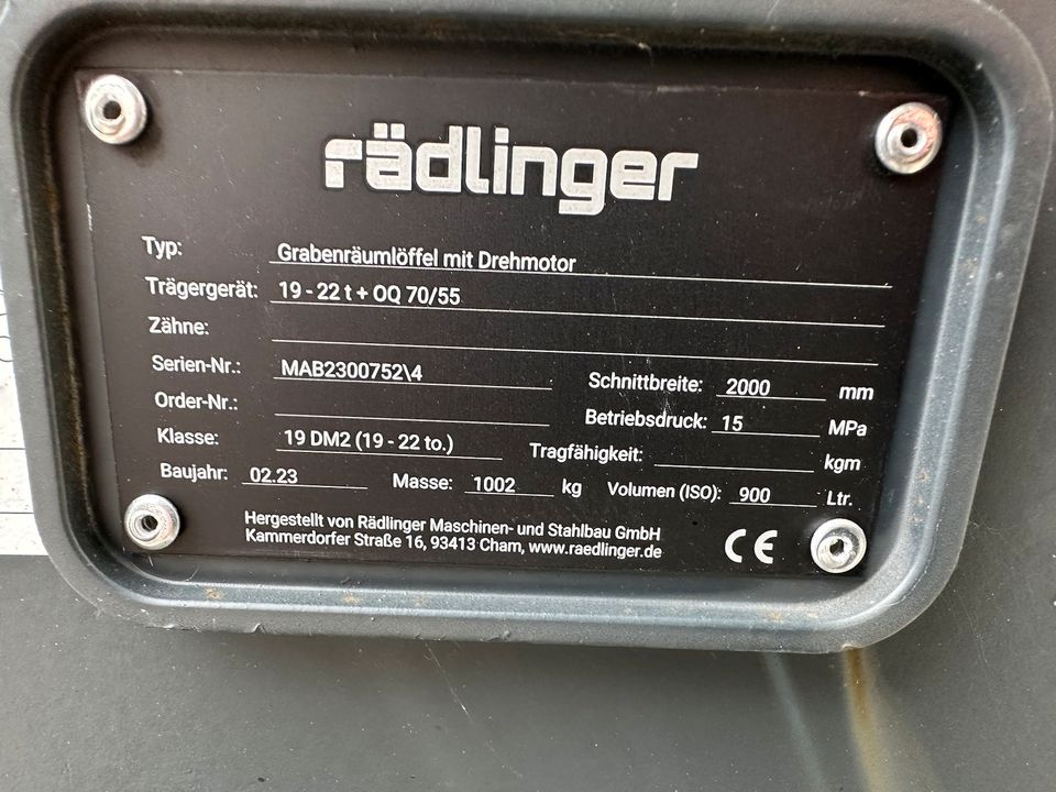 Rädlinger Grabenräumschaufel Oilquick OQ65 Kettenbagger Mobilba in Norderheistedt