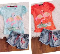 FLAMINGO Set kurze Jeans-Hose Shorts T-Shirt Gr 86 92 Neu München - Pasing-Obermenzing Vorschau