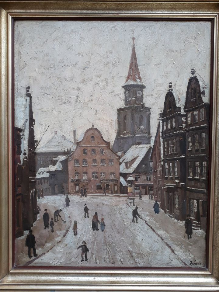 FÜRTH "impressionistische Stadtansicht im Winter",sign PETER BINA in Bückeburg