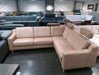 Couchgarnitur Sofa L-Form Leder Hukla elektrisch Beige Kopfstütze Bayern - Großheubach Vorschau