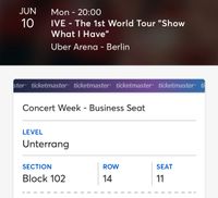 IVE Kpop Konzert Ticket Premium Eingang Business Seat Berlin - Reinickendorf Vorschau