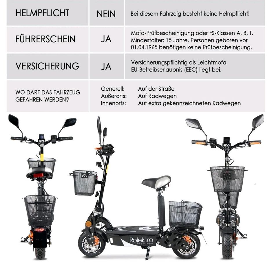 Rolektro, E-Joy 20 Lithium, Schwarz, 36V-20AH Akku, 500 Watt in Brandenburg an der Havel