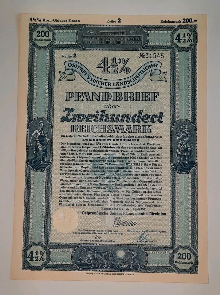 Historisch Ostpreußen Berlin Köln antik Antiquität Wertpapier Lot in Recklinghausen