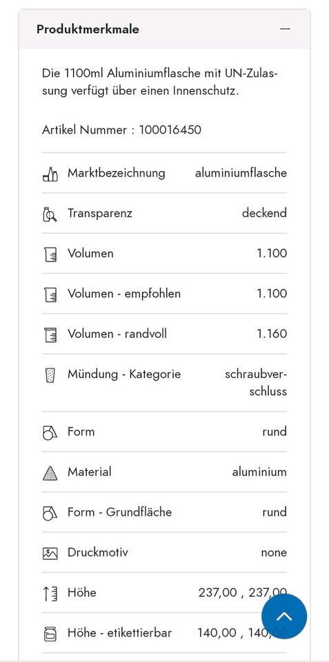 Aluminiumflaschen innen Silberbeschichtet in Melle