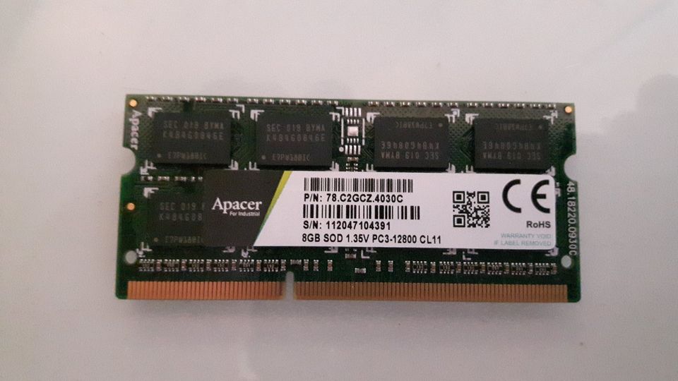 1x8GB DDR3L PC3-12800 SO-DIMM 1,35V Apacer in Hannover