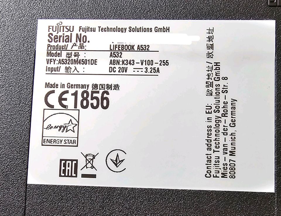 Fujitsu Lifebook A532 Laptop 15,6 i5-3230M 4GB Ram 500gb HDD in München