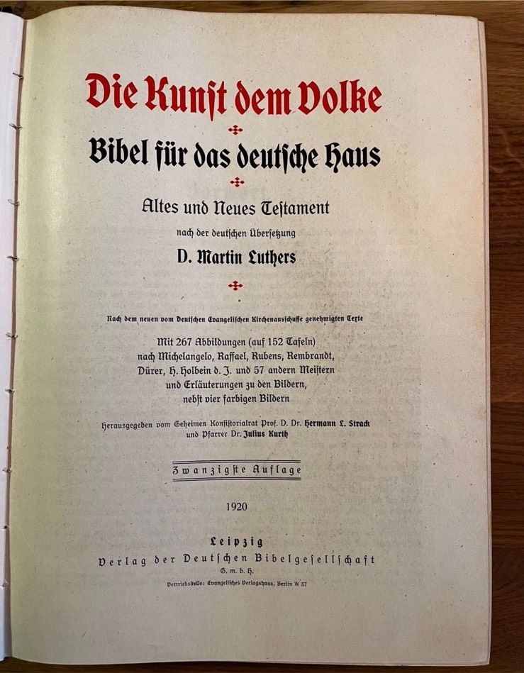 Bibel, Martin Luther, Die Heilige Schrift 1920 in Rastede