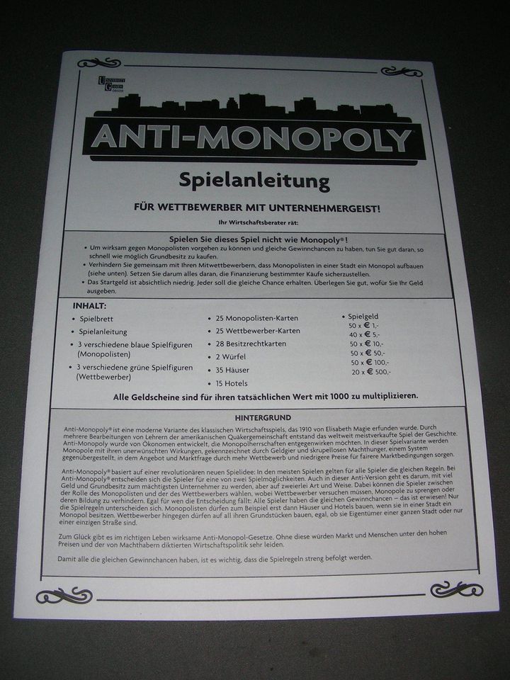 ANTI-MONOPOLY - Das Wirtschaftsspiel des 21. Jahrhunderts in Aßlar