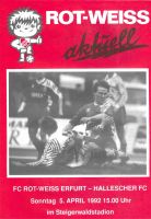 Stadionheft: FC Rot-Weiss Erfurt - Hallescher FC 1991/92 Berlin - Lichtenberg Vorschau