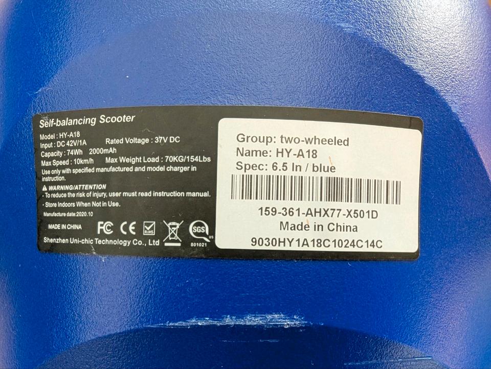 Hoverboard 6,5 Zoll elektrischer Elektroroller A18 für Bastler in Hamburg