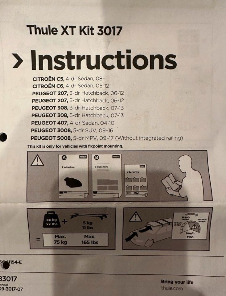 Thule System 753 und 3017 XT Kit Peugeot Citroen in Bergheim
