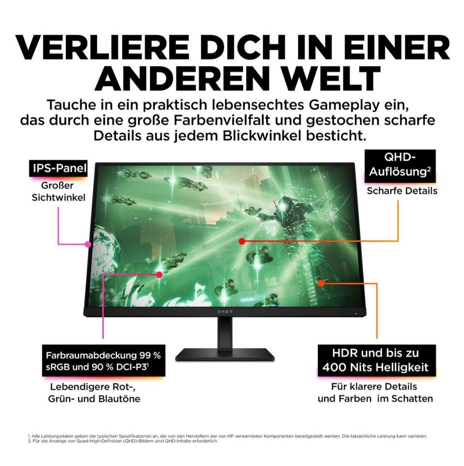 HP OMEN - Gaming Monitor | 27" WQHD | 2560 x 1440 | 165Hz in Freigericht