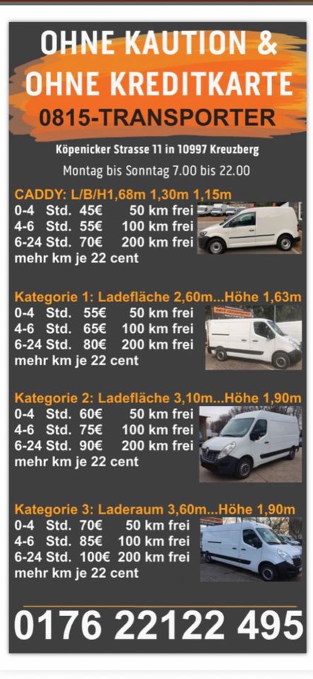 Möbelkoffer mieten 140€ / 24 Stunden / 200 KM frei jeder weitere 25 Cent / 7:00-22:00 Uhr täglich ohne Kaution in Berlin