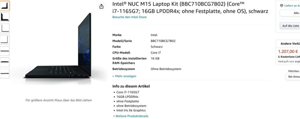 Intel NUC M15 Laptop i7-1165G7, 16GB, 1TB SSD TOUCH Screen in Berlin -  Mitte | Notebook gebraucht kaufen | eBay Kleinanzeigen ist jetzt  Kleinanzeigen