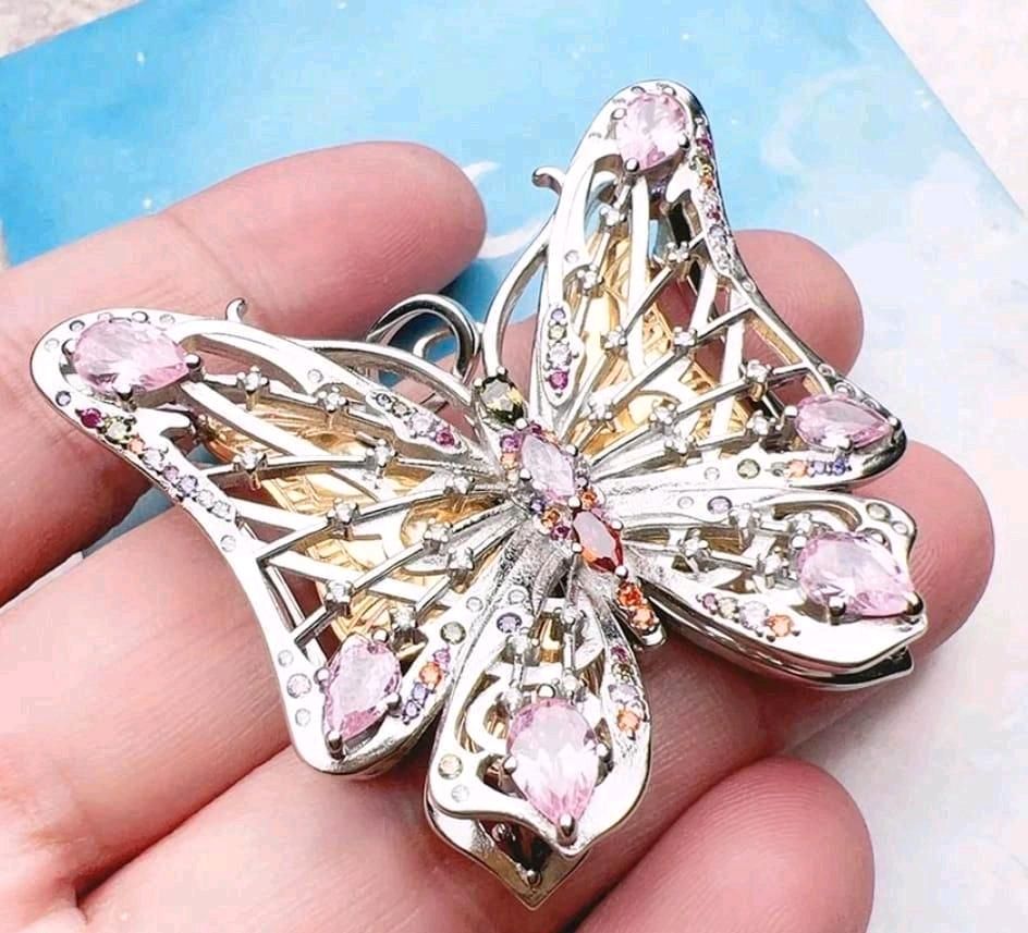 Wunderschöner 3DAnhänger Schmetterling +Kette 925 Sterling Silber in Klötze