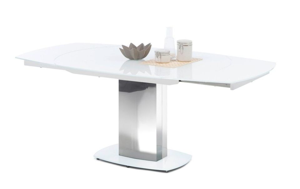 Essgruppe 4-teilig mit Glastisch weiß 2x Polsterstuhl + Sitzbank in Detmold