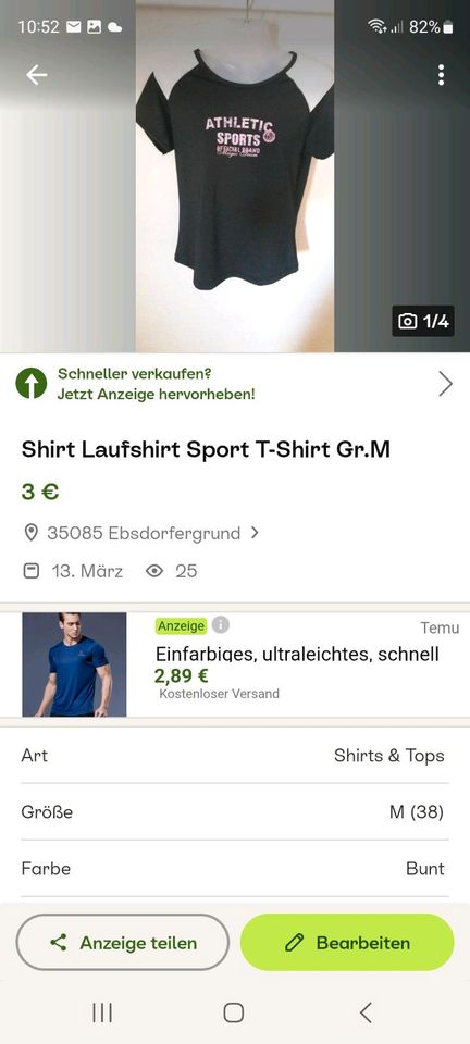 T Shirt Sport Gr. M in Ebsdorfergrund