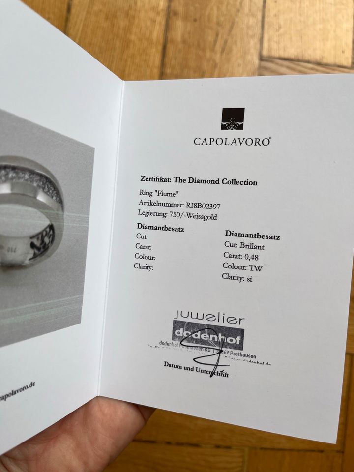 Ring Brilliant Weiß Gold Capolavoro mit Echtheitszertifikat 55 in Hamburg
