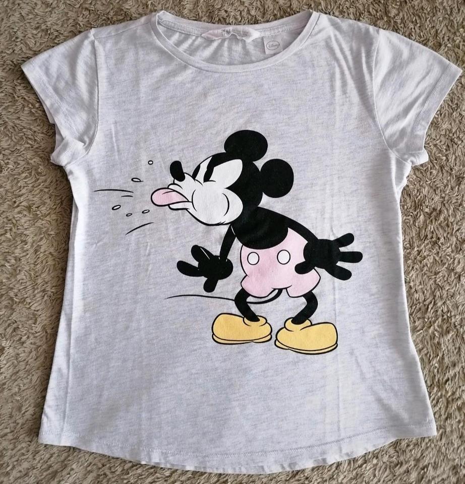 H&M Retro Mickey Micky Maus T-Shirt Hell-Grau Gr. 152 158 164 in Klietz
