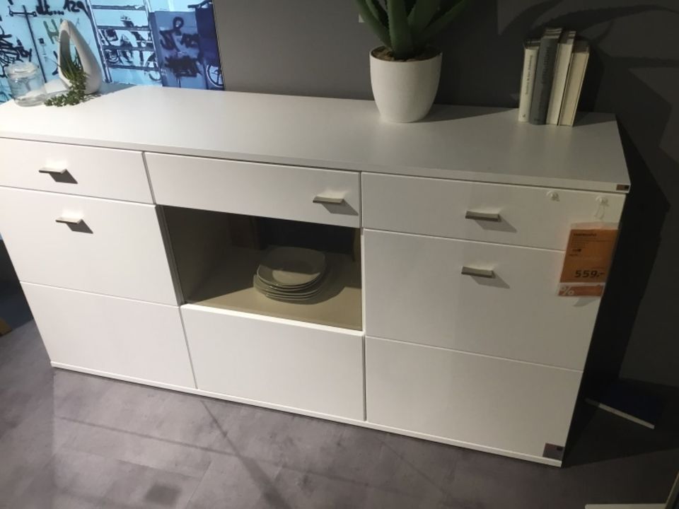 Möbel,Musterring Sideboard Tacoma,Weiß-Eiche massiv-Schiefer in Wolfsburg