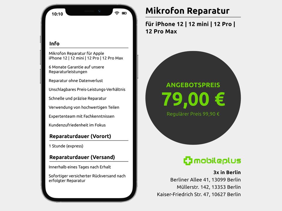 Mikrofon Reparatur für iPhone 12 | 12 mini | 12 Pro | 12 Pro Max in Berlin