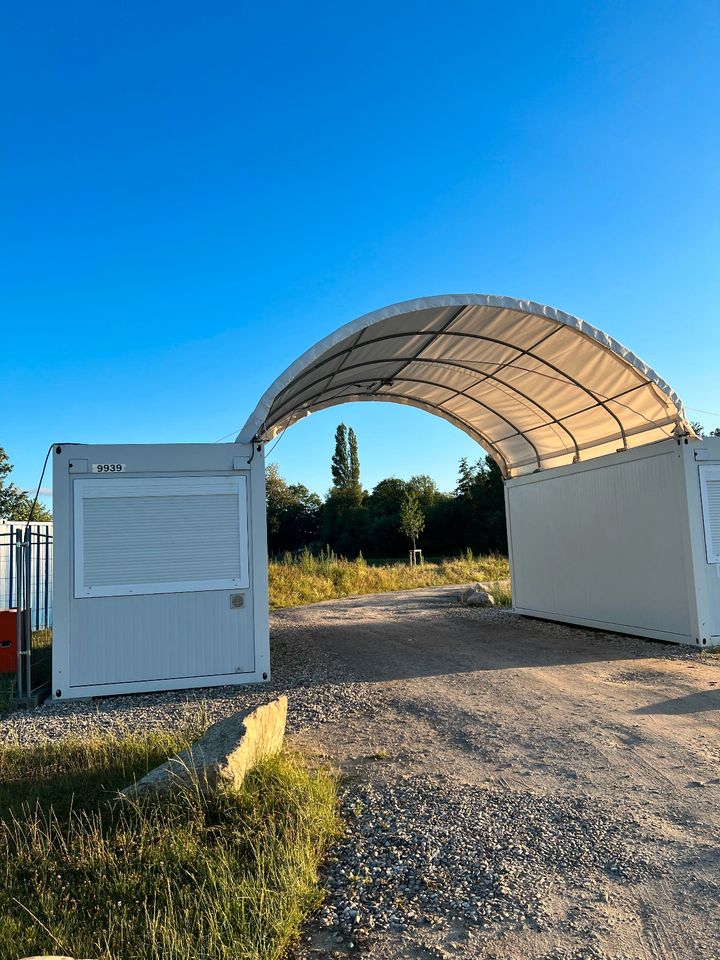 Garagen- & Stellplatzlösung - Günstige Alternative zu teuren Massivbauten - Genehmigungsfreie Rundbogenhalle Leichtbau Folienhalle Containertop Containerüberdachung Werkstatt Reparatur Warenlager neu in Wagenfeld