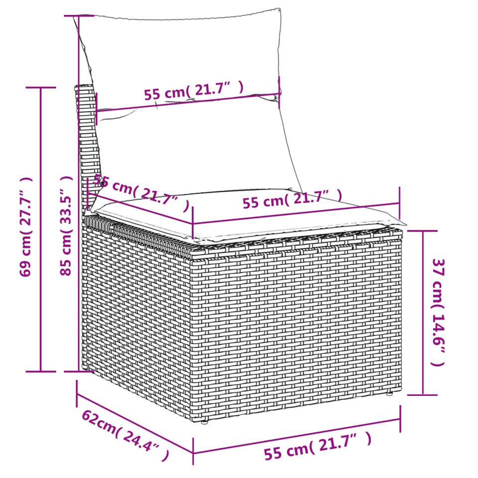 6-tlg. Garten-Sofagarnitur Gartenlounge Schwarz Poly Rattan in Bad Kissingen