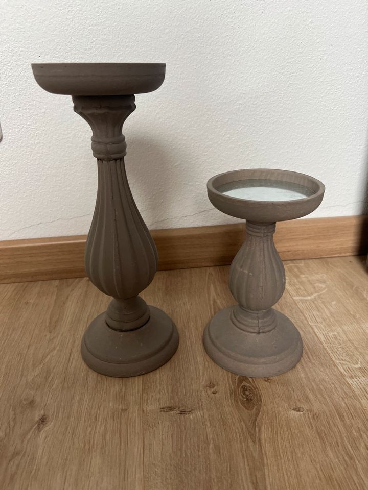 Kerzenständer grau (Holz) Hochzeitsdeko (6 Stück) in Pfaffenhofen a.d. Ilm