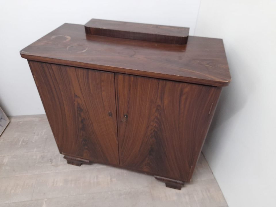 #B Kommode Sideboard Aufsatz Anrichte Holz DDR Antik braun.m in Burgstädt