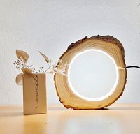 Lampe aus Holzscheibe "Lärche rund" Deko Lämpchen Winter Baden-Württemberg - Rechberghausen Vorschau