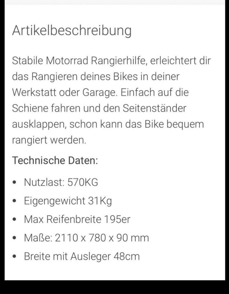 Motorrad Rangierhilfe in Sulzbach (Saar)
