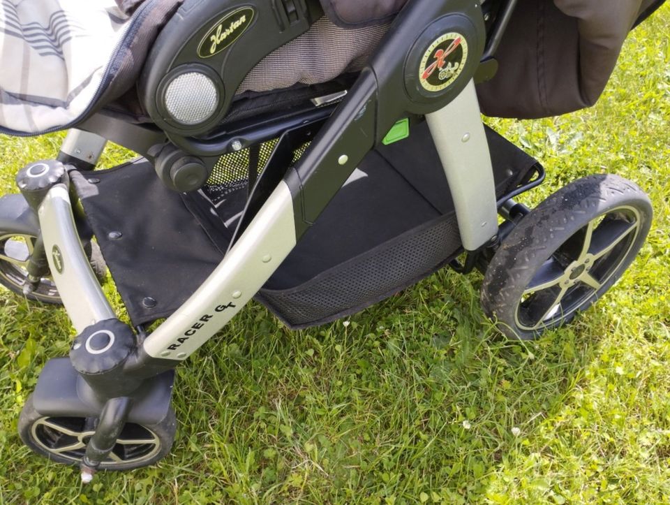 Kinderwagen Hartan Racer GT braun-beige kariert für Bastler in Freckenfeld