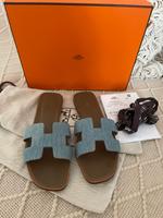 Original Hermés Oran Demin Sandalen Altona - Hamburg Blankenese Vorschau