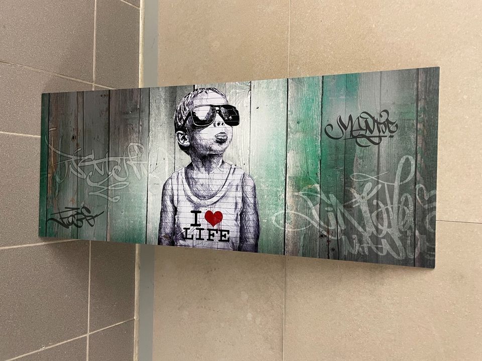 Wand Bild, Bansky Boy i love Life Sunclasses 100x40 in München